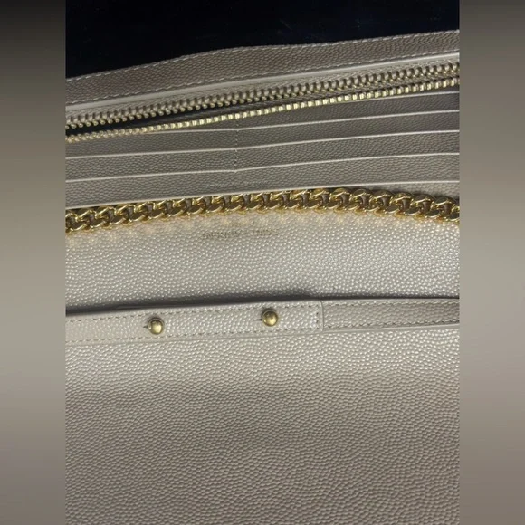 Saint Laurent Taupe Quilted Leather Chain Shoulder Bag with Gold Hardware - Picture 3 of 10